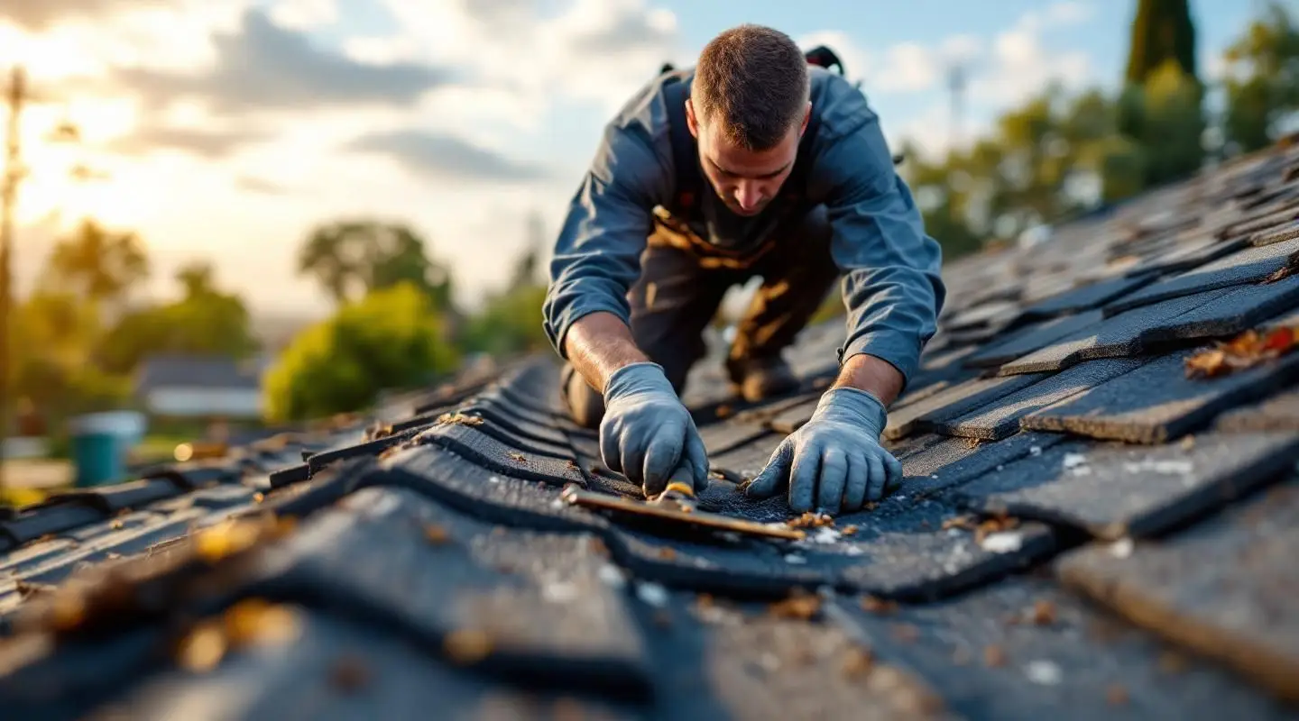 Professional roofing crew installing heavy-duty asphalt shingles on a commercial facility in Las Vegas.